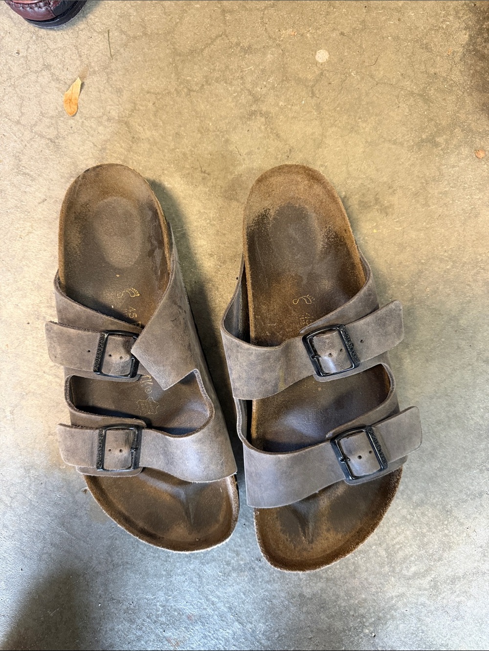 Birkenstock Men's Two-Strap Suede Sandals in Taupe Brown